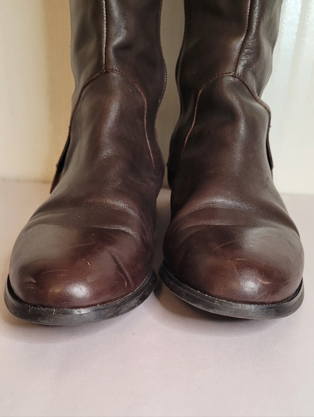 Etienne Aigner E-Gilbert Brown Leather Riding Boots Size 10 - Picture 4 of 12